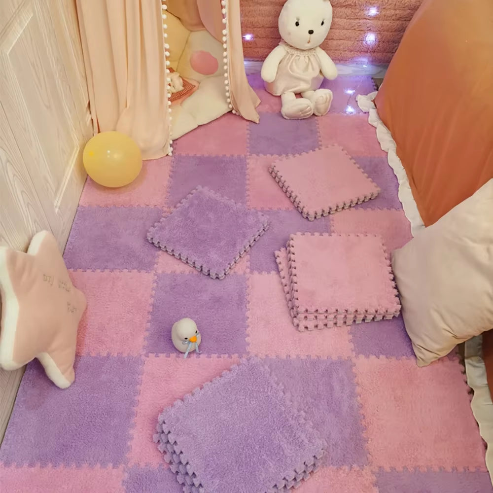 Soft Plush Children'S Mat Babe Toys Eva Foam Puzzle Carpet Warm Children Play Mats Interlocking Rugs Infant Carpet 30*30*1Cm